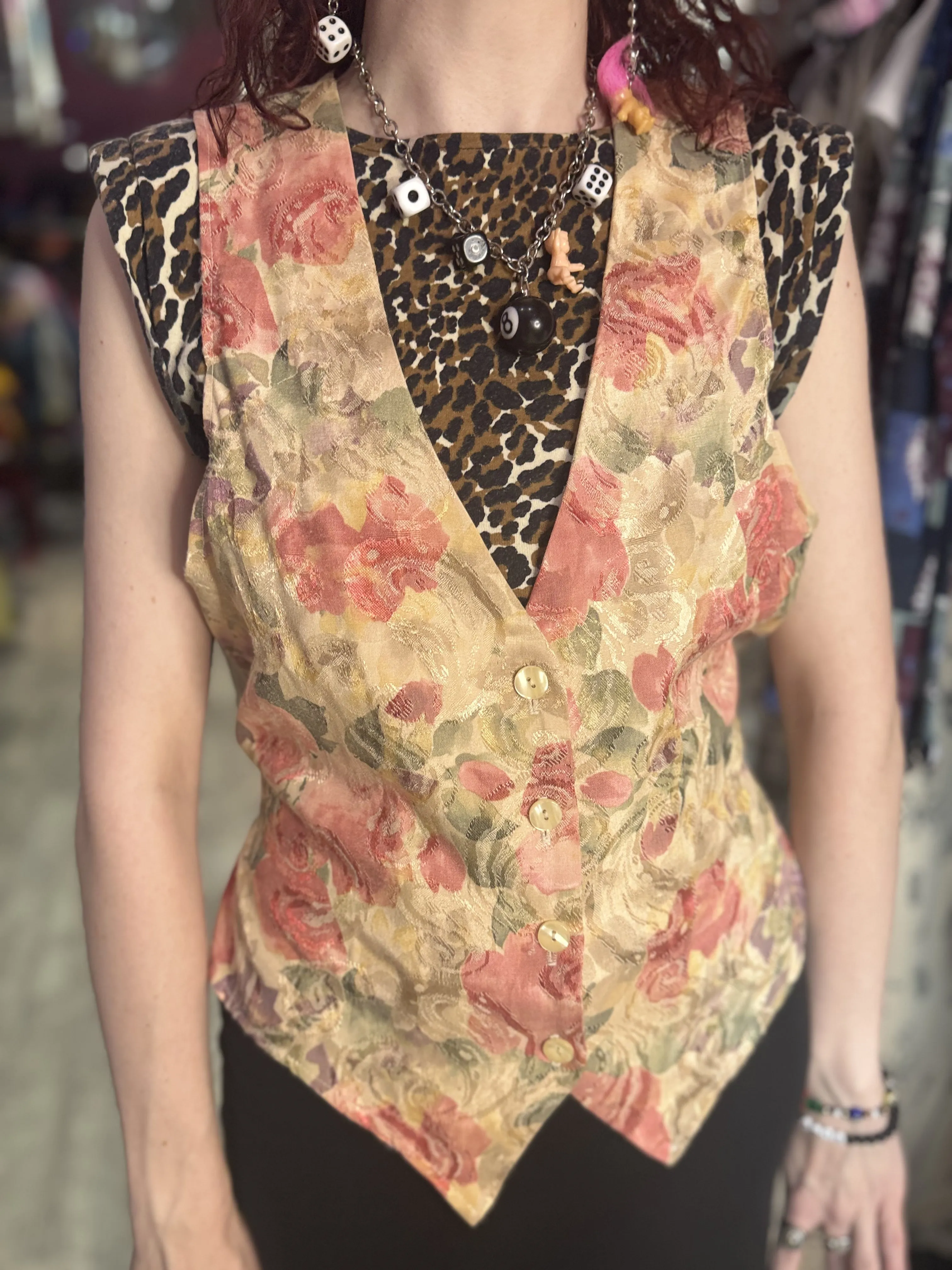 Vintage 90s Rosy Florals Vest