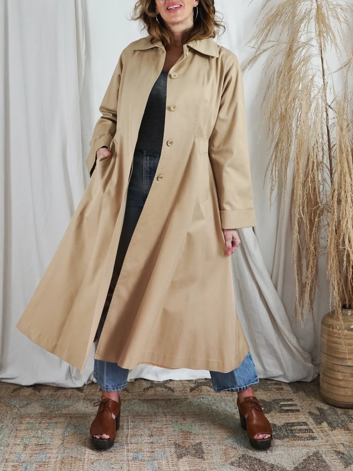 Vintage Classic Belted Trench Coat