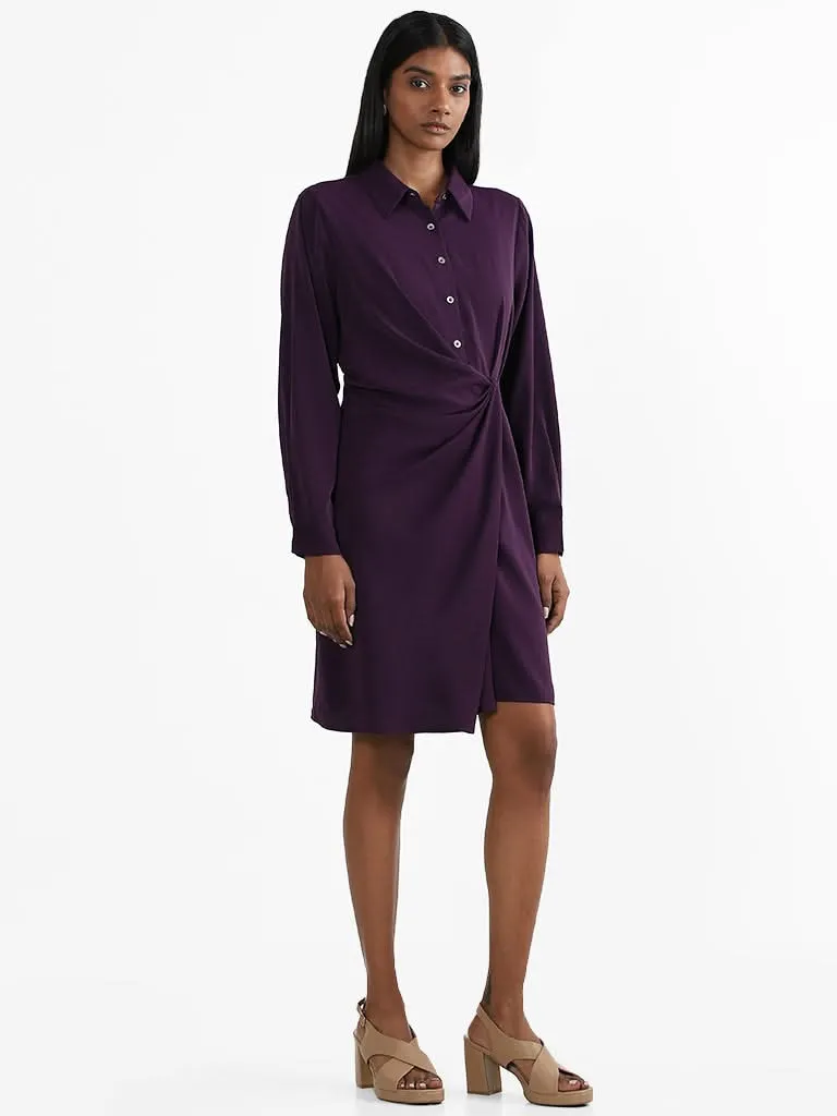 Wardrobe Purple Knotted Slim Fit Dress