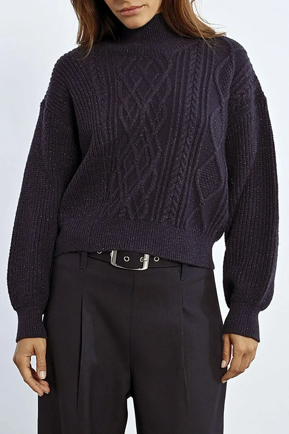 Waterbury | Sparkling Navy Turtleneck Sweater