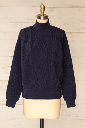 Waterbury | Sparkling Navy Turtleneck Sweater