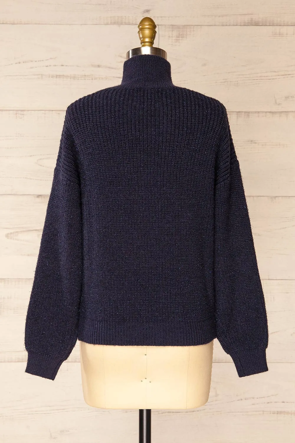 Waterbury | Sparkling Navy Turtleneck Sweater