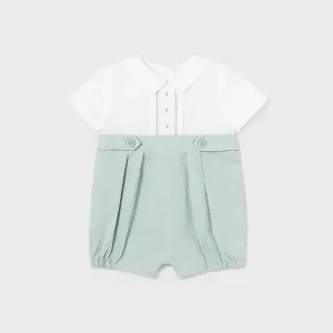 WHITE AND GREEN CEREMONY ROMPER FOR BABY