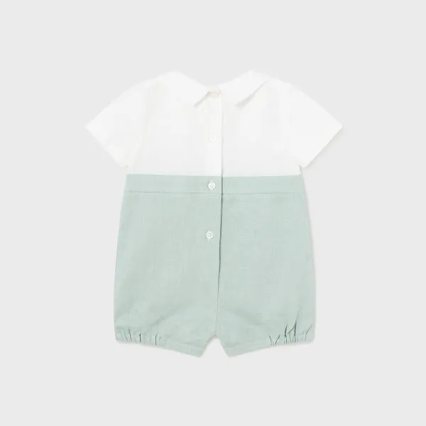 WHITE AND GREEN CEREMONY ROMPER FOR BABY