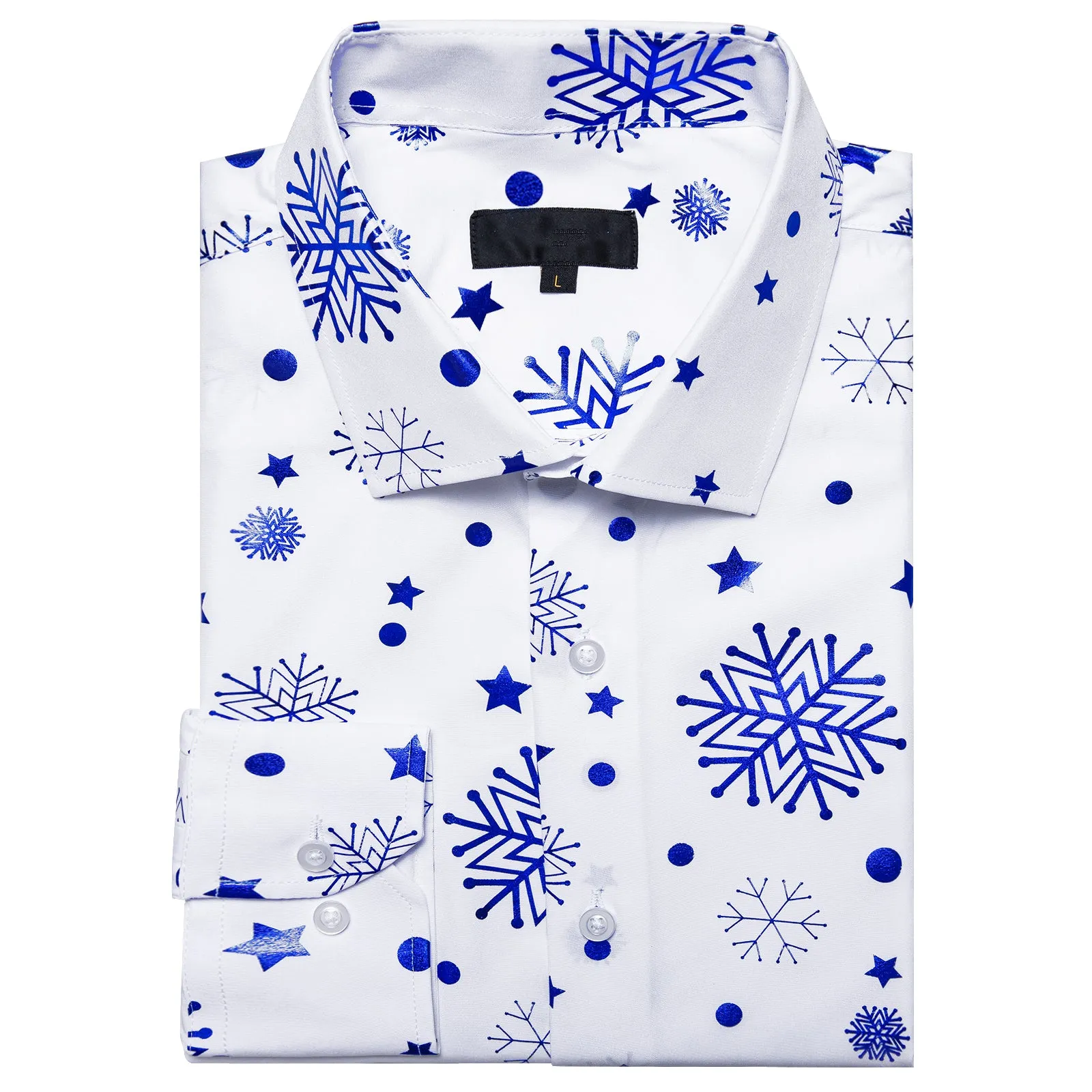 White Blue Snowflakes Long Sleeve Shirt Christmas