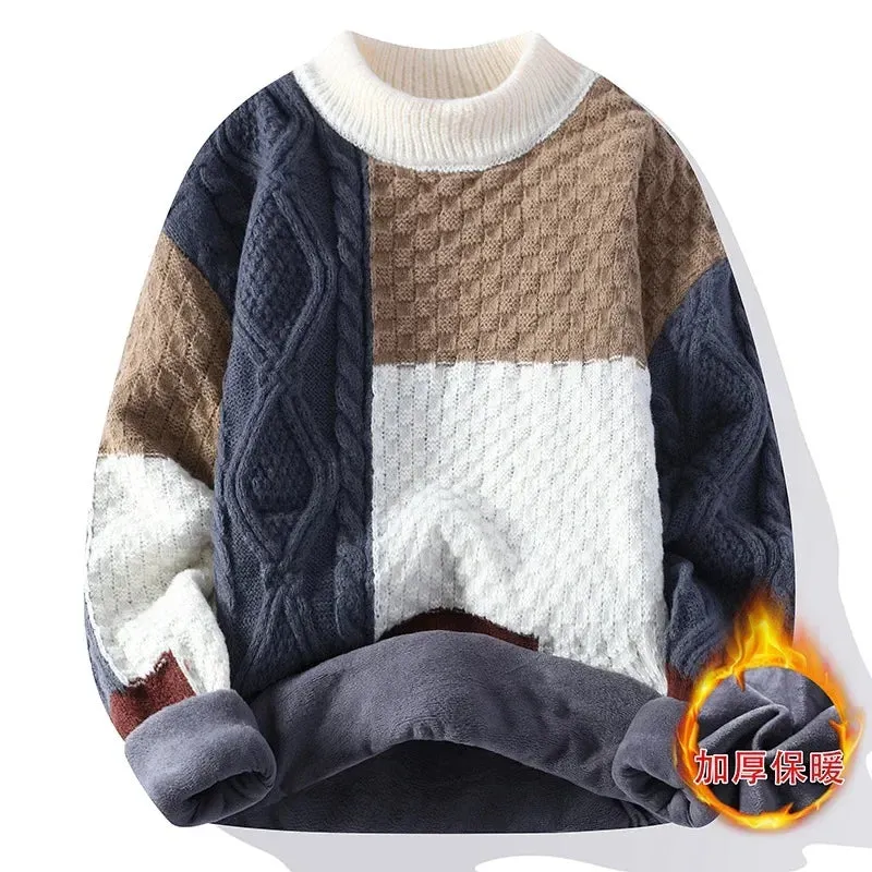 Winter New Half Turtleneck Sweater  Thickened Mid-collar Bottom Knit Sweaters Men's Loose Tide Mens Clothes