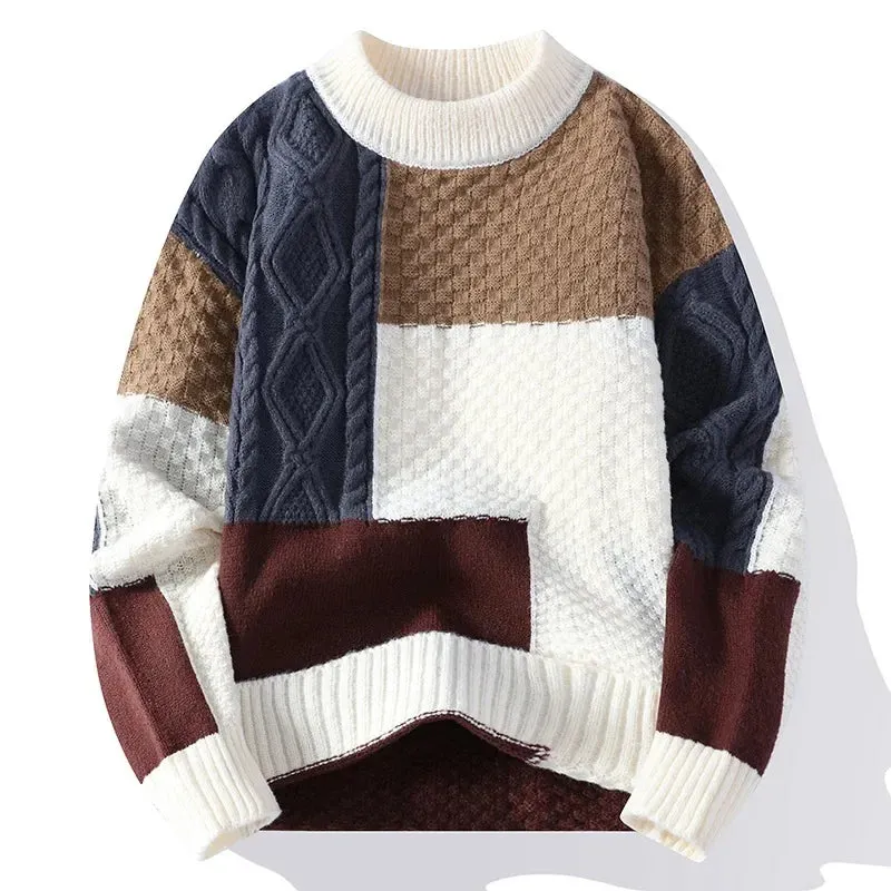 Winter New Half Turtleneck Sweater  Thickened Mid-collar Bottom Knit Sweaters Men's Loose Tide Mens Clothes