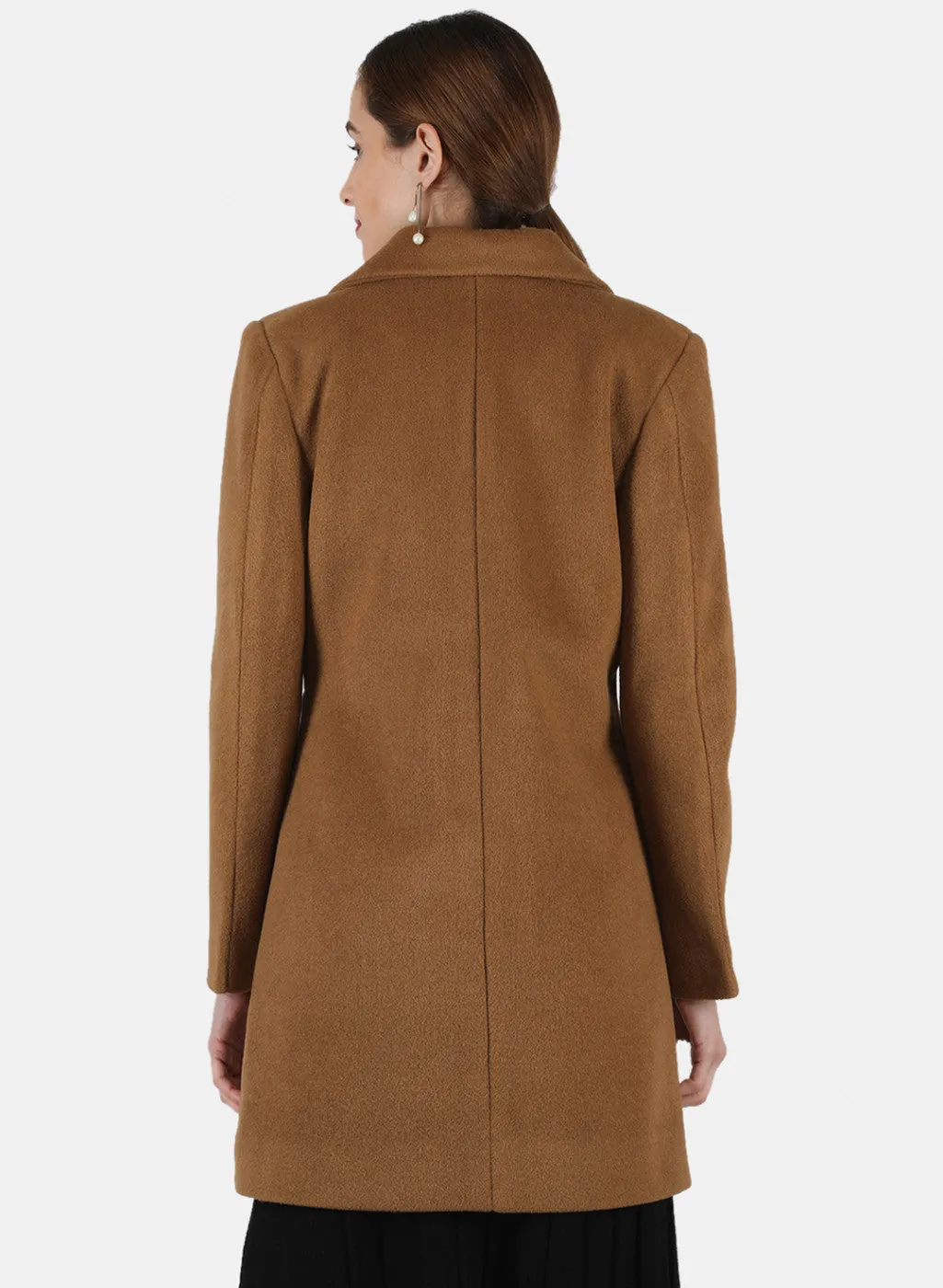 Women Brown Solid Coat