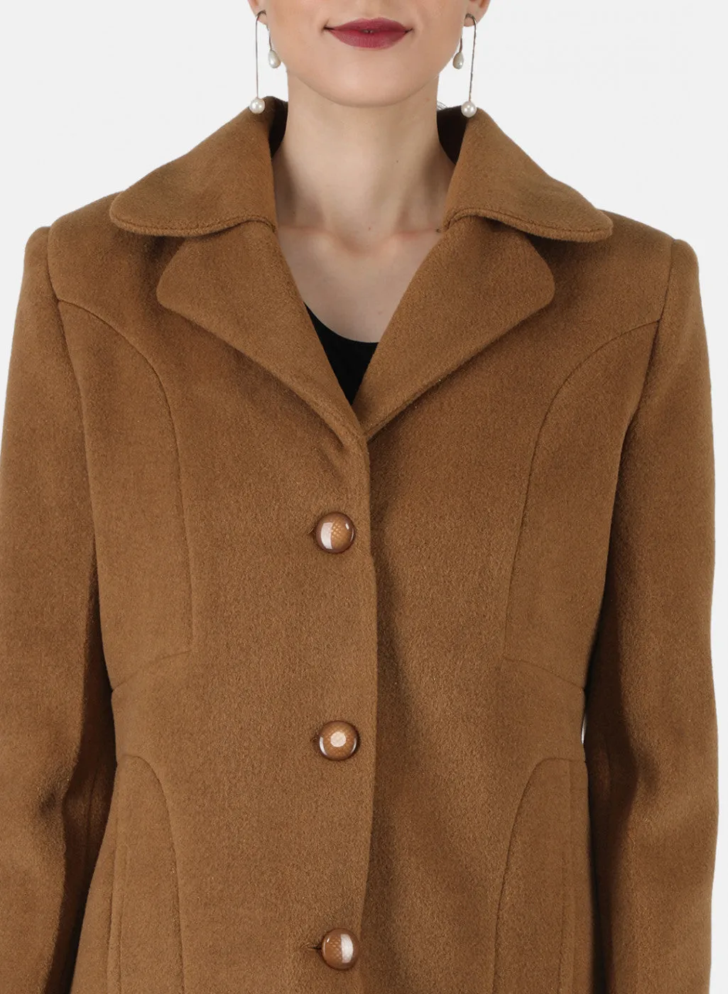 Women Brown Solid Coat