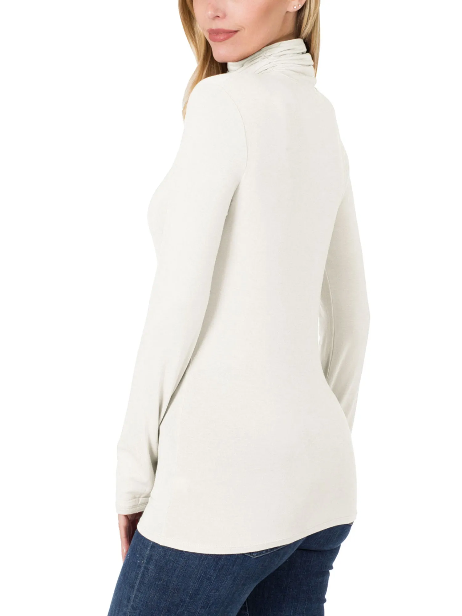 Womens Basic Long Sleeve Soft Stretch Rayon Turtle Mock Neck Top