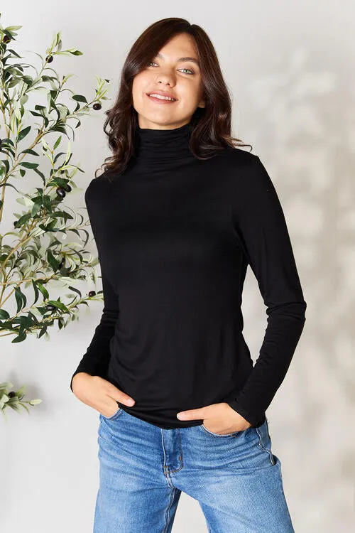 Women's BOMBOM Turtleneck Long Sleeve Blouse