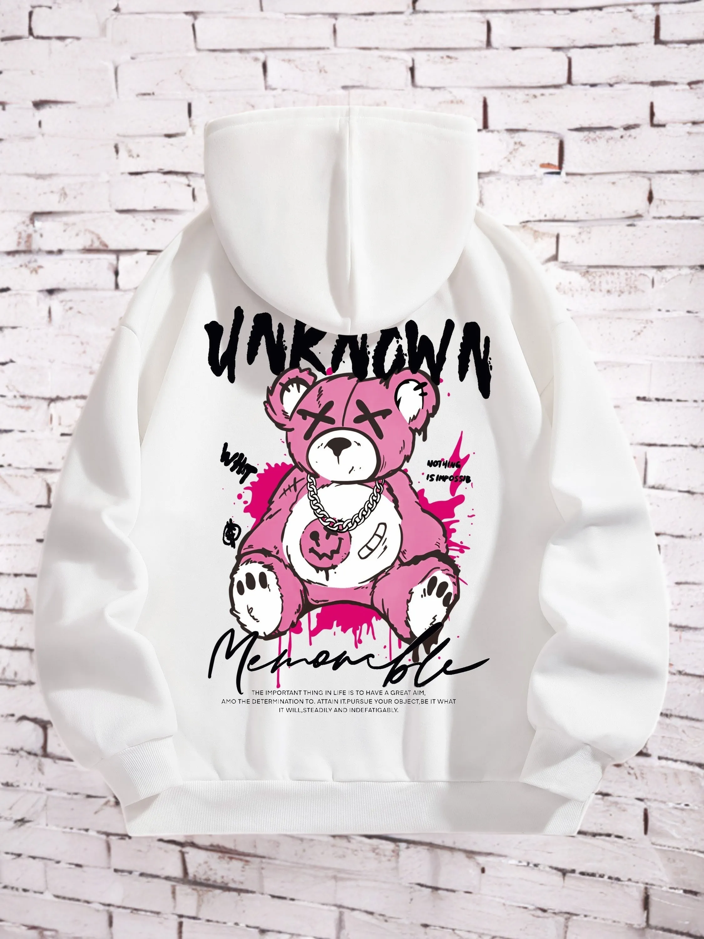 Womens Cute Cartoon Bear Print Hooded Sweatshirt - Soft Long Sleeve Drawstring Casual Wear - Trendy Comfortable Relaxed Fit for Everyday Fashion