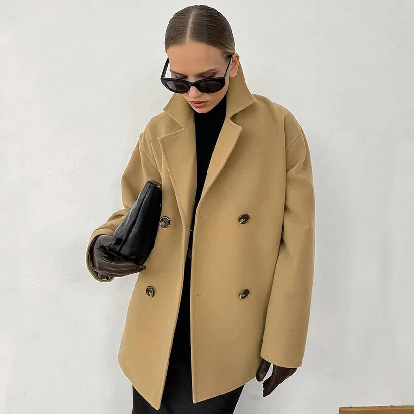 Wool Collared Loose Thick Coat