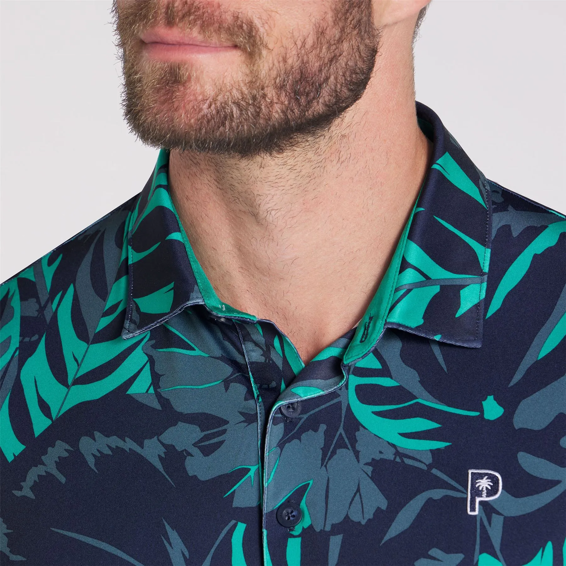 x PTC Palm Glitch Polo Deep Navy/Sparkling Green - AW24