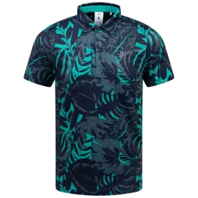 x PTC Palm Glitch Polo Deep Navy/Sparkling Green - AW24