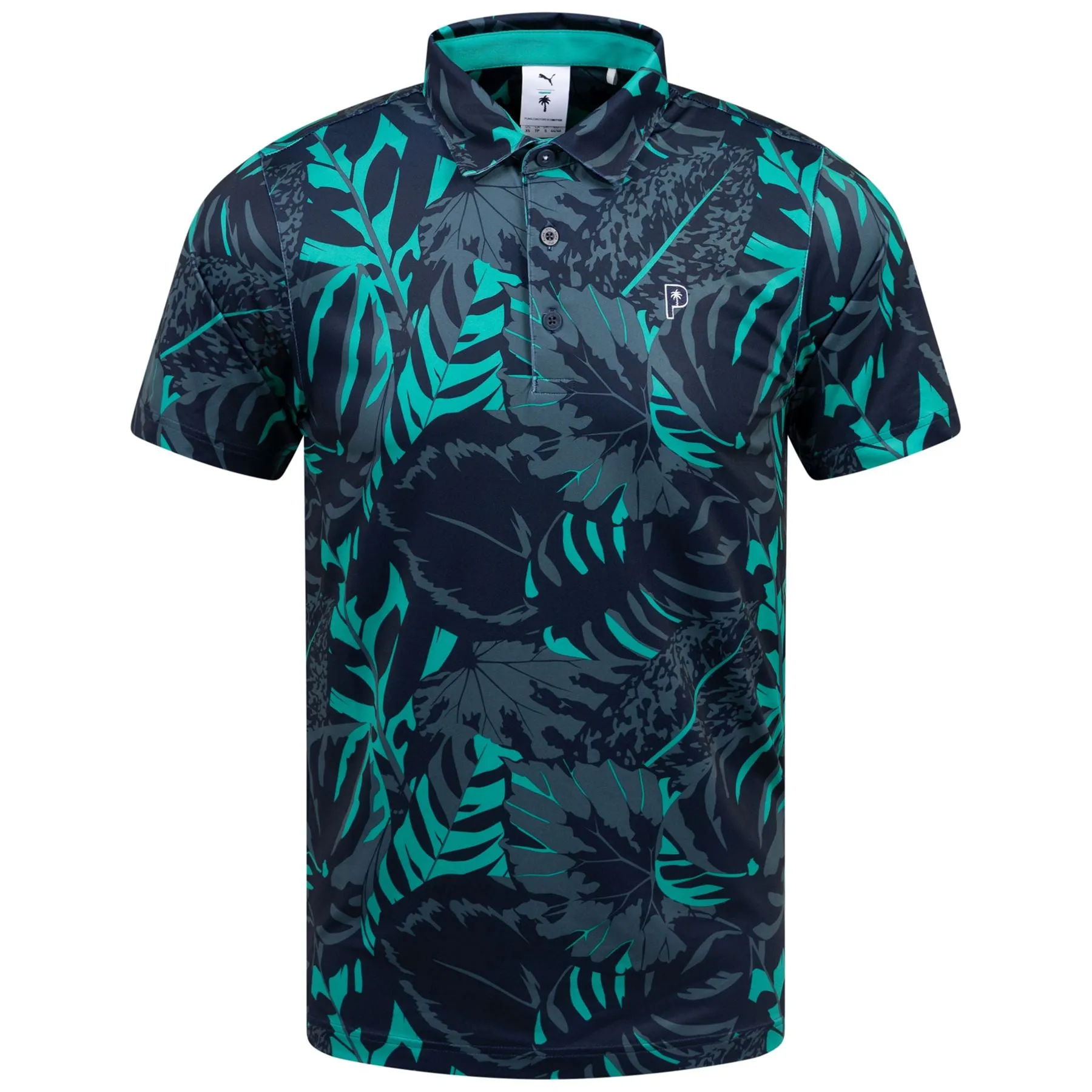 x PTC Palm Glitch Polo Deep Navy/Sparkling Green - AW24