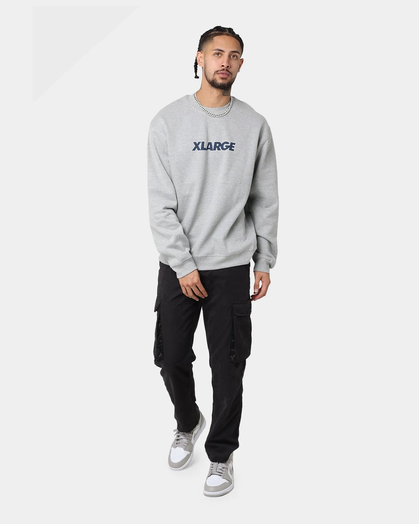 XLARGE Text Logo Crewneck Grey Marle