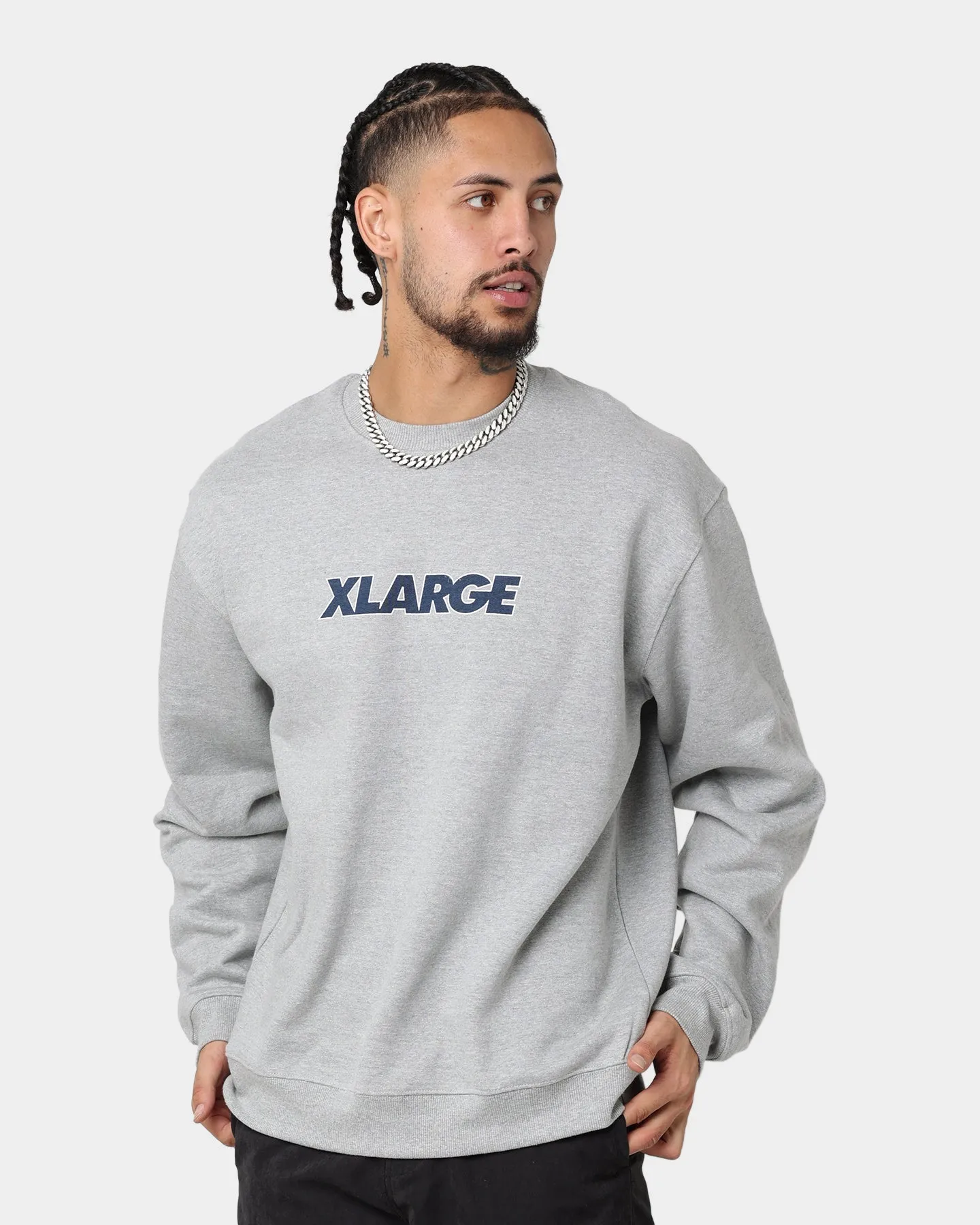 XLARGE Text Logo Crewneck Grey Marle